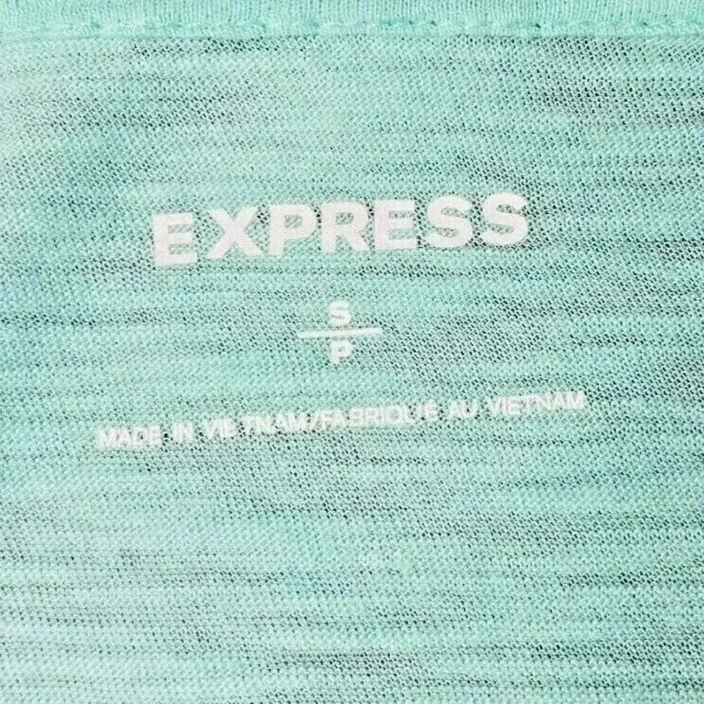 EXPRESS Women Long Sleeve Pullover V-Neck Green Casual Shirt Size Small Petite - Picture 11 of 12